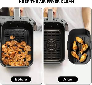 Free Durable Rectangle Foldable Food Grade BPA Free Silicone Air Fryer Baking <b>Tray</b> Microwave Oven Pan Dishwasher Safe Liners Pot - Product Image 4