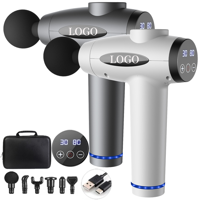 2025 New Model Deep Tissue Brush Motor 30 Speed Levels 2500mAh Rechargeable Handheld Massage Gun 6 Massage Heads 6-8H Runtime