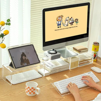 Support de clavier en acrylique : support flottant surélevé, accessoire de bureau haute transparence, support inclinable pour claviers de bureau