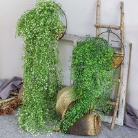 Fleurs artificielles murales décoratives, paniers suspendus en plastique, plantes en rotin, verdure artificielle