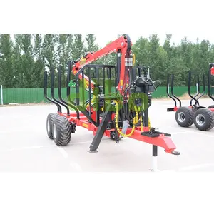 CE log loader wood grapple timber wood trailer forest heavy duty tractor mounted atv pull behind trailers with Crane for sale