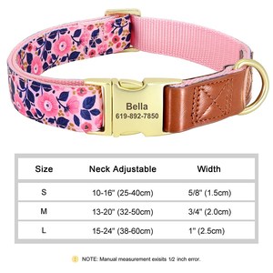 Collar de Perro de Cuero Personalizado en Marrón, Rosa, Verde, Azul, Morado y Naranja con Corazones y Diseños Florales - Product Image 2