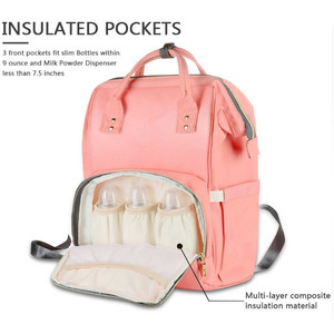 Zaino per pannolini per mamma, <span class=keywords><strong>borsa</strong></span> per pannolini impermeabile con ganci per passeggino zaino - Product Image 2