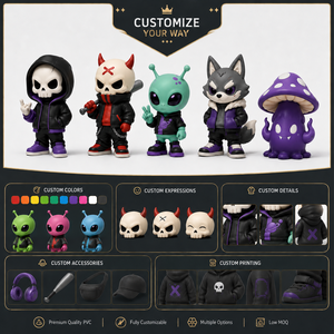 Figurines PVC personnalisées Goth Punk Crâne Alien, Diable cornu, Loup-garou, Champignon <span class=keywords><strong>Mutant</strong></span>, Thème Gothique, Mascotte de collection Halloween - Product Image 3