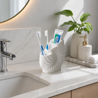 Support de brosse à dents en forme de coquille, organisateur de comptoir de salle de bain en PP, support de rangement multi-compartiments pour dentifrice, pour lavabo de vanité