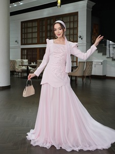<span class=keywords><strong>Vestido</strong></span> Formal de <span class=keywords><strong>Dos</strong></span> <span class=keywords><strong>Piezas</strong></span> LM S22 Rosa Elegante con Bordado Floral y Falda Fluida de Chifón, Ideal para Bodas y Eventos Especiales - Product Image 5