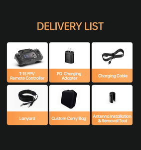 รีโมทคอนโทรลแบบออลอินวัน VM T-15 FPV พร้อมระบบเชื่อมต่อใยแก้วนำแสง 40 กม. / 5.8G VRX และจอแสดงผล 7 นิ้ว สำหรับโดรนแข่ง UAV RC - Product Image 5