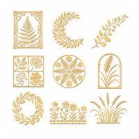 Autocollant en métal doré découpé, motif feuille de plante et fleur, auto-adhésif pour ordinateur portable, réfrigérateur, journal, décoration intérieure