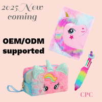 Carnet en peluche licorne avec étui à crayons et stylo en peluche pour cadeau de fête d'anniversaire pour enfants