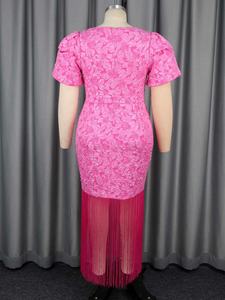 ชุดเดรสออกงานผู้หญิง แขนสั้น คอเหลี่ยม แต่งพู่ดอกไม้ สำหรับฤดูร้อน - Product Image 6