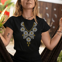 Transferts thermocollants personnalisés avec motif floral en strass pour T-shirt