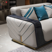 Ensemble de canapés de luxe modernes en cuir véritable Nappa avec structure en bois massif italien et mousse haute densité pour maison de prestige
