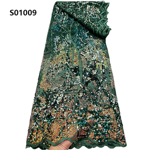 CHOCOO recién llegado tela de encaje bordado africano fabricante proveedores lentejuelas tela de encaje de tul francés - Product Image 1