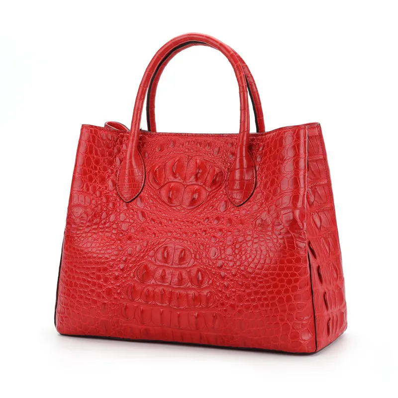 Bolsas extravagantes de luxo Verde Pure Authentic Women Crocodile Leather Handbags Real Skin Genuine Tote Brand Bags 2023