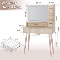 Meuble de toilette moderne pliable avec miroir éclairé, coiffeuse compacte assemblée pour chambre à coucher, petit espace