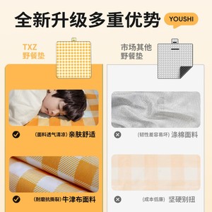 Tapis de pique-nique Explorer jaune et blanc à carreaux, pour 2 à 4 personnes, imperméable, pour l'extérieur, pelouse, plage - Product Image 5