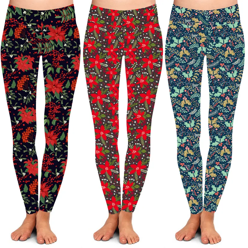 Hàng Mới Về Quần Legging In Họa Tiết Hoa Văn Giáng Sinh Cho Nữ Bằng Vải Mềm Siêu Mềm Cao Cấp