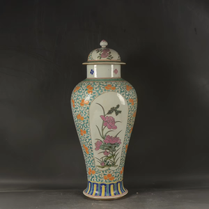 Vaso Antico da Collezione in Porcellana Cantonese Famille Rose con Motivo a Spirale <span class=keywords><strong>Turchese</strong></span>, Finestra Aperta e Fiore di Loto, Vaso per Zenzero con Coperchio - Product Image 6