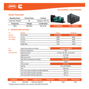 เครื่องกำเนิดไฟฟ้าดีเซลสำรอง ByCummins 1250KVA 1000kW 3 เฟส 400/230V 50Hz สำหรับงานนิทรรศการ คอนเสิร์ต โรงแรม ได้รับใบรับรอง ISO CE - Product Image 6