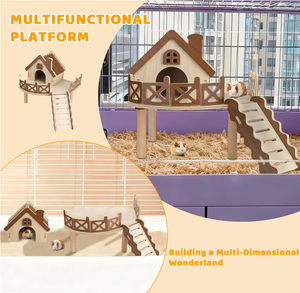 Juego <span class=keywords><strong>de</strong></span> Accesorios Ecológicos <span class=keywords><strong>de</strong></span> Madera Sólida <span class=keywords><strong>para</strong></span> Animales Pequeños, Rectangular, <span class=keywords><strong>para</strong></span> Hámster, Juguete Tipo Mansión <span class=keywords><strong>para</strong></span> Hámster Dorado con Artículos Decorativos Completos - Product Image 2