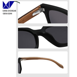 Lunettes polarisées surdimensionnées à monture intégrale en PC, branches en bois, vertes, taille 47-23-138 |   Look classique |   Lentilles polarisées anti-UV - Product Image 3