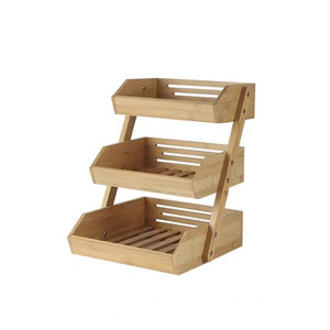Bamboo Multi Tier Storage Rack For Bread Fruit Vegetable <b>Kitchen</b> Desktop Organizer Rectangle Shape - Product Image 5