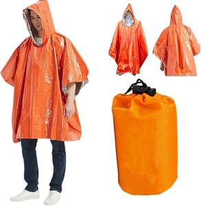 Emergency Reflective Mylar (95% PE+) <b>Blanket</b> Ponchos | Imported Waterproof Reusable Packable Survival Rain Poncho - Product Image 3