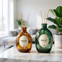 Diffuseur de parfum d'ambiance en verre borosilicate minimaliste de luxe avec bâtonnets en rotin naturel, ensemble d'aromathérapie pour salon