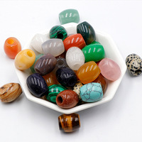 Perles en pierre naturelle à facettes, forme baril, grand trou, 16x18mm, pour la fabrication de bijoux, accessoires de collier DIY