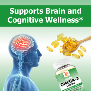 Compléments alimentaires naturels à base de plantes les plus vendus avec vitamine K2 et coenzyme Q10 pour soutenir le bien-être cérébral et cognitif, oméga 3 végétaliens en gélules souples - Product Image 6