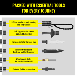 아웃도어 캠핑 어드벤처 다기능 알루미늄 합금 트레킹 폴, 자기방어 장비 및 전술 스틱 - Product Image 3