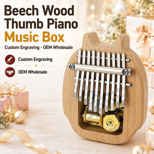 Kalimba en bois, boîte à <span class=keywords><strong>musique</strong></span> à manivelle, tête d'animal, Sankyo, 18 sons, design moderne, personnalisable - Product Image 1