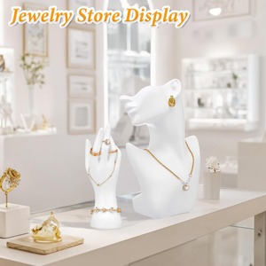 Set de Exhibición de Joyería: Maniquí de PVC Blanco con 2 Manos para Exhibir Collares, Pendientes, Pulseras y Anillos - Product Image 5
