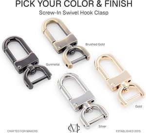 CRAFTMEMORE Pcs Detachable Snap Hook Swivel Clasp W Screw Bar VT <b>Bag</b> <b>Strap</b> Hardware <b>Replacement</b> Inch Brushed Brass - Product Image 6