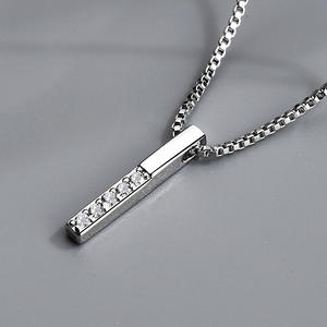 <span class=keywords><strong>GN13</strong></span> meilleure vente vente en gros argent sterling 925 barre de diamant verticale simple pendentif de collier boîte de chaîne bijoux - Product Image 5