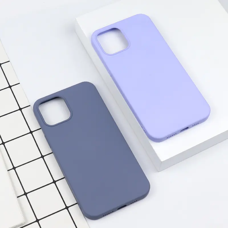 Silicone Gel Rubber for iPhone 11 Max 12 13 14 Pro Soft Touch Cloth Phone Case Purple Rubber Micro Fiber Lining for iPhone Case