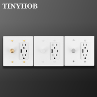 Interrupteur rotatif à intensité variable 2 gang avec plaque blanche et prise USB-A + USB-C, norme US/Canada 120V, montage mural