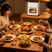 Four à friture sans air 15L avec revêtement en acier inoxydable, écran tactile intelligent, affichage numérique et fenêtre de visualisation, appareil de cuisine domestique de comptoir