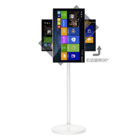 Monitor de TV LED LCD Inteligente con Pantalla Táctil de 15.6 Pulgadas, Portátil, Móvil, con Soporte de Piso Inalámbrico, Blanco, Full HD, para Educación al Aire Libre, 1 Año de Garantía