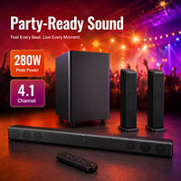 Système de barre de son home cinéma haut de gamme 280W, audio surround 4.1 canaux avec caisson de basses sans fil pour Smart TV