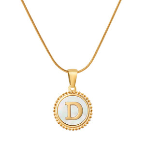 Zogxin Letter Pendant Necklace Gold Plated Shell Inlay A Initial Women's Jewelry Everyday Wear Round Stainless Steel Chain - Product Image 4