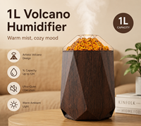 Diffuseur d'arômes volcanique à grain de bois et effet diamant, humidificateur à flamme de feu simulée 3D, éclairage LED 7 couleurs, alimentation USB