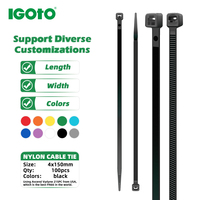 Attaches autobloquantes IGOTO, attaches en nylon résistantes, attaches en nylon autobloquantes à tête bouton, attaches en nylon libérables