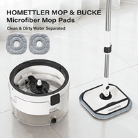 Homettler Ensemble Serpillère et Seau en Microfibre Transparente, Serpillère Magique Rotative à 360° pour Nettoyage Sec et Humide, Essorage Facile