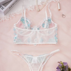 Ensemble deux pièces de lingerie sexy ultra-fine en maille brodée à fleurs pour femme – Nouveauté très prisée - Product Image 3