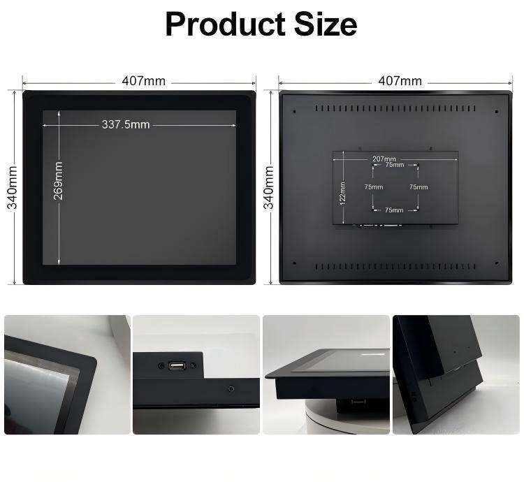 Wholesale Price 10/17 Inch Industrial Pure Flat Embedded Touch Screen PCAP EETI Capacitive Touchscreen Monitor Stock VESA Mount