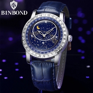 นาฬิกาข้อมือควอตซ์ผู้ชาย Binbond 8899 ขายส่ง รับทำโลโก้ สายหนังคุณภาพสูง แฟชั่น นาฬิกา OEM ODM หน้าปัดลายดวงดาว - Product Image 1