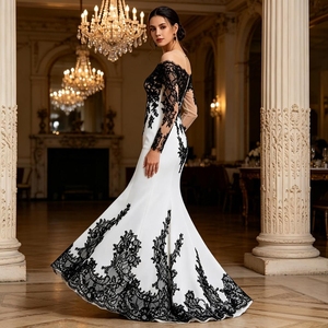 <span class=keywords><strong>Robe</strong></span> <span class=keywords><strong>de</strong></span> mariée personnalisable en dentelle blanche et tulle, longueur ras du sol, grande taille, pour mère <span class=keywords><strong>de</strong></span> <span class=keywords><strong>la</strong></span> mariée, col rond, manches longues, coupe <span class=keywords><strong>fourreau</strong></span> - Product Image 2