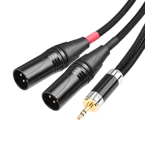 ATAUDIO HIFI ऑडियो और वीडियो 6N ओएफसी अलक मढ़वाया कोर एम्पलीफायर HIFI 3.5mm करने के लिए 2 XLR पुरुष हेड फोन्स ईरफ़ोन केबल