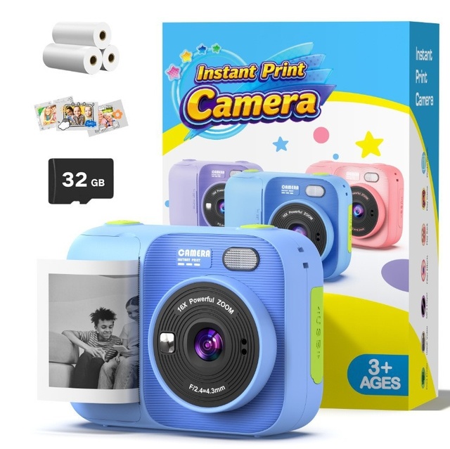 New Children's Color Instant Print Camera Cross-border Mini Digital Camera 2.4 Inch Screen 14x Zoom Student Portable Photography